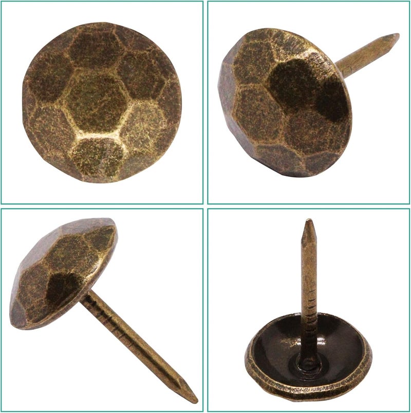 BUXIMN 100pcs Upholstery Tacks, Metal Upholstery Nails for Wood Unique Decorative Nails Thumb Tacks Upholstery Pins Vintage Furniture Tacks Upholstery Nails (11x17mm, Retro Bronze) - Image 4